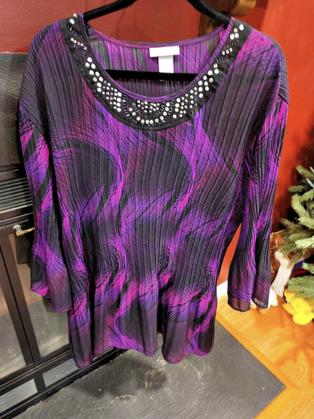 Marina Rinaldi Abstract Tunic Purple & Black XL Like New